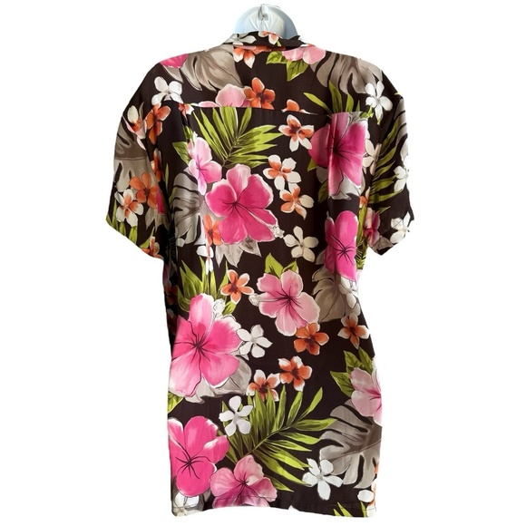 Tommy Bahama Floral Hawaiian Silk Camp Shirt Multicolor Women's Size L - Picture 2 of 4